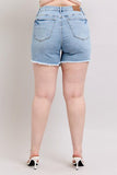 Full Size Tummy Control Raw Hem Denim Shorts Plus Size
