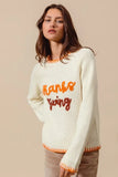 Thanksgiving Tinsel Lettering Sweater Top