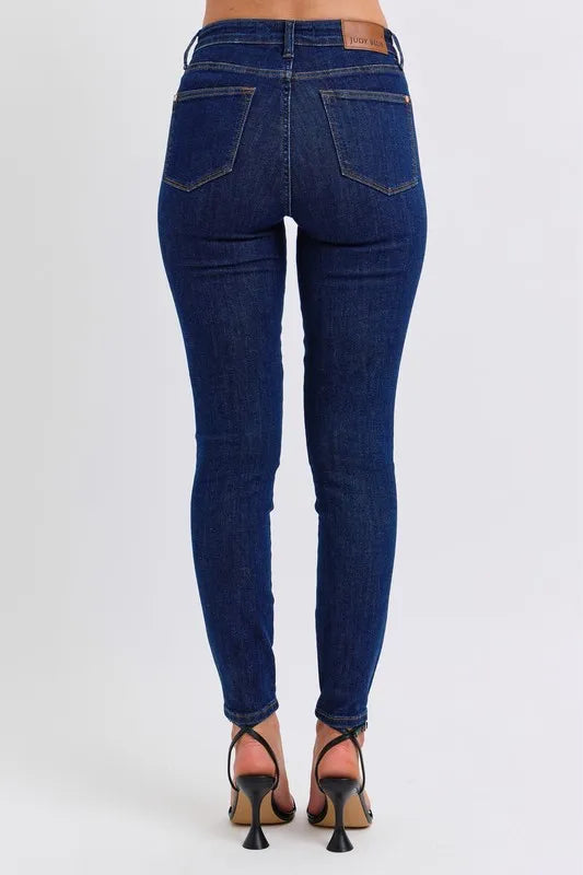 Full Size Midi Rise Tummy Control Classic Skinny Jeans Plus Size