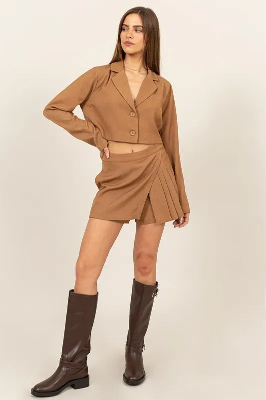 Cropped Button-Down Blazer