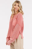 Mittoshop Distressed Hem Round Neck Dropped Shoulder Sweater