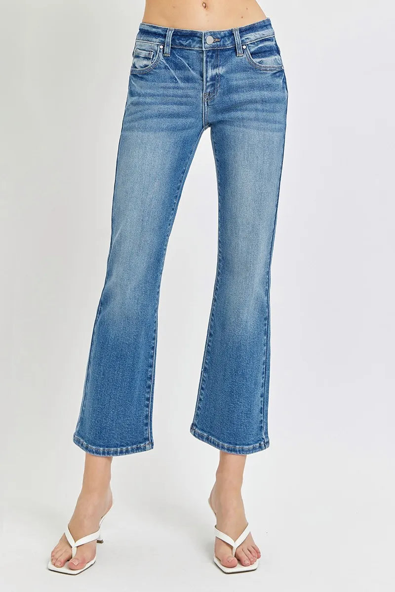 Full Size Modern Cut Cropped Flare Denim