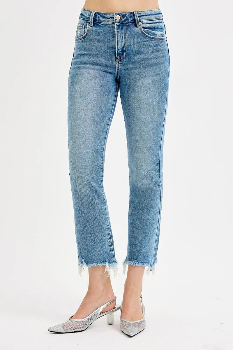 Full Size Retro Ankle-Length Stretch Denim Pants