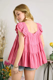 Ruffle Sleeve Babydoll Tunic Top
