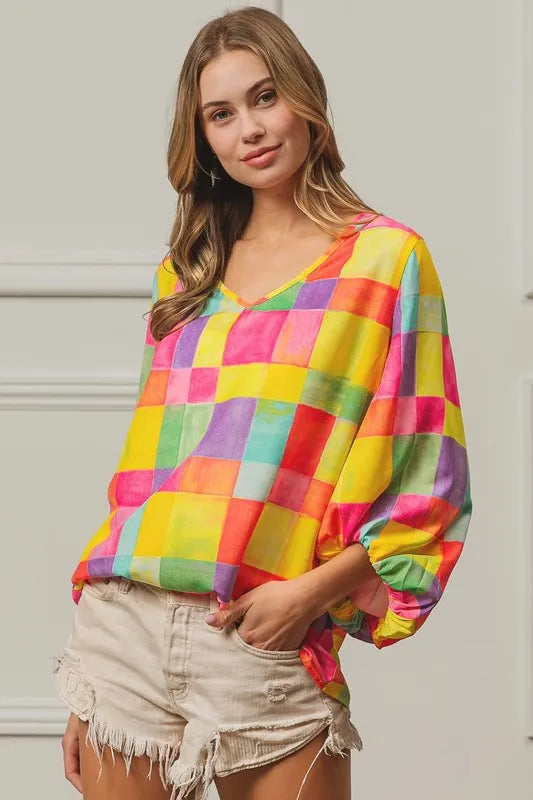 Multi Block Bubble Pop Ballon Top