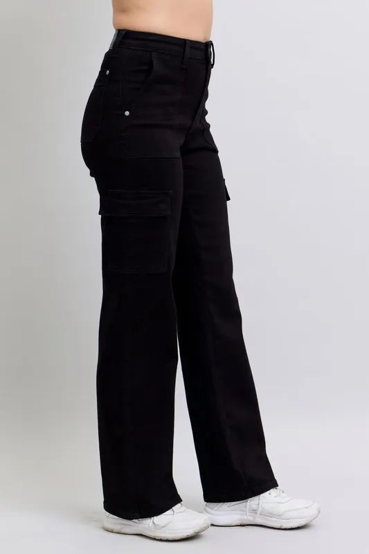 Full Size High Waist Cargo Wide Leg Jeans Plus Size