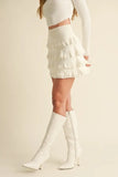 Ruffled Detail High Waist Knit Mini Skirt