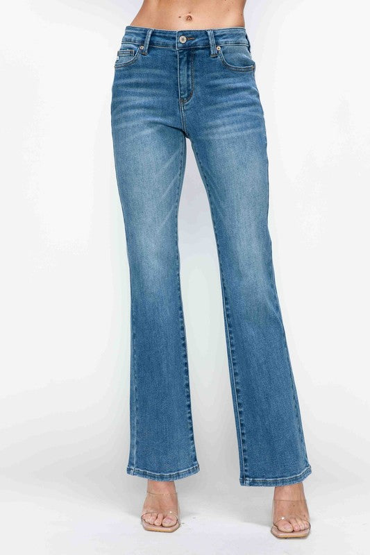 Full Size Cat's Whiskers Mid Rise Bootcut Jeans