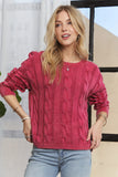 Mineral Washed Cable Knit Sweater Top
