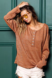 Mink Lurex Stitched Button Detail Top