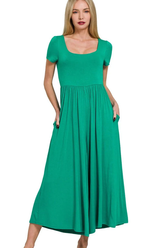 Double Layered Short Sleeve Jumpsuits