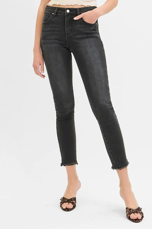 High-Waisted Crop Skinny Jeans with Curve Accentuating Fit