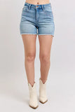 High Waist Western Embroidery Detail Cut Off Denim Shorts