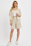 High Rise Pleated Front Shorts
