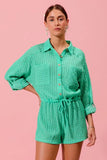 Textured Knit Button Front Romper
