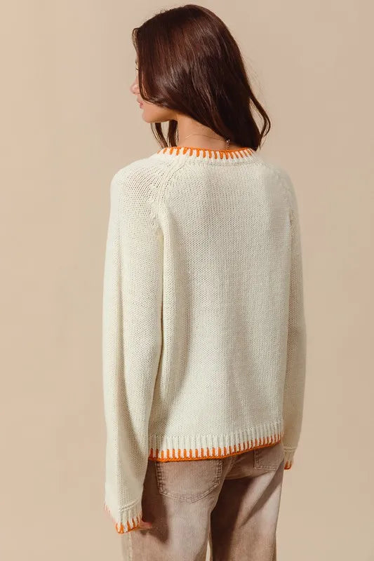 Thanksgiving Tinsel Lettering Sweater Top