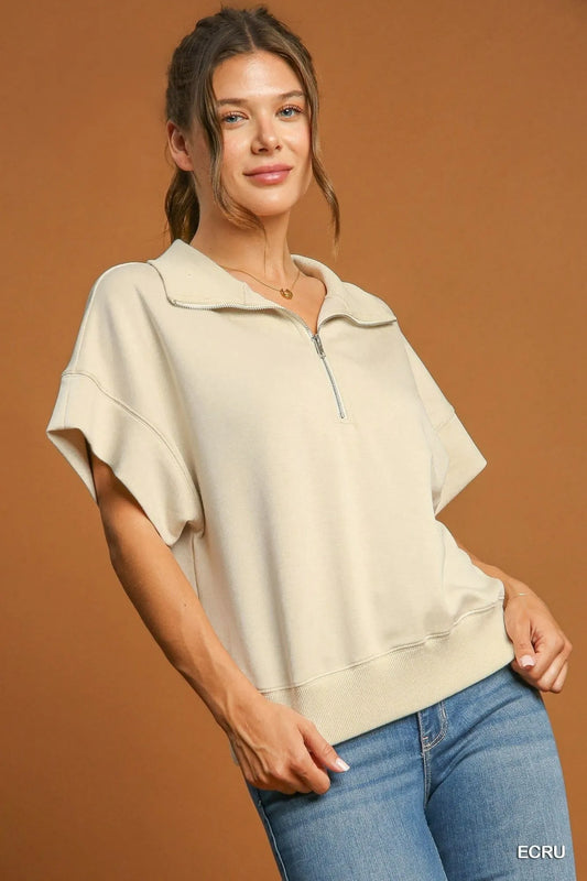 Half-Zip Short Sleeve Activewear Top