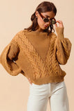 Mineral Washed Loose Fit Textured Cable Sweater