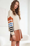 Full Size Stripe Sleeve Cozy Sweater Plus Size