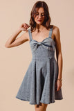 Vintage Bow Ribbon Flare Denim Dress