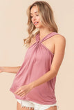 Rayon Span Jersey Knit Halter Neck Tank Top