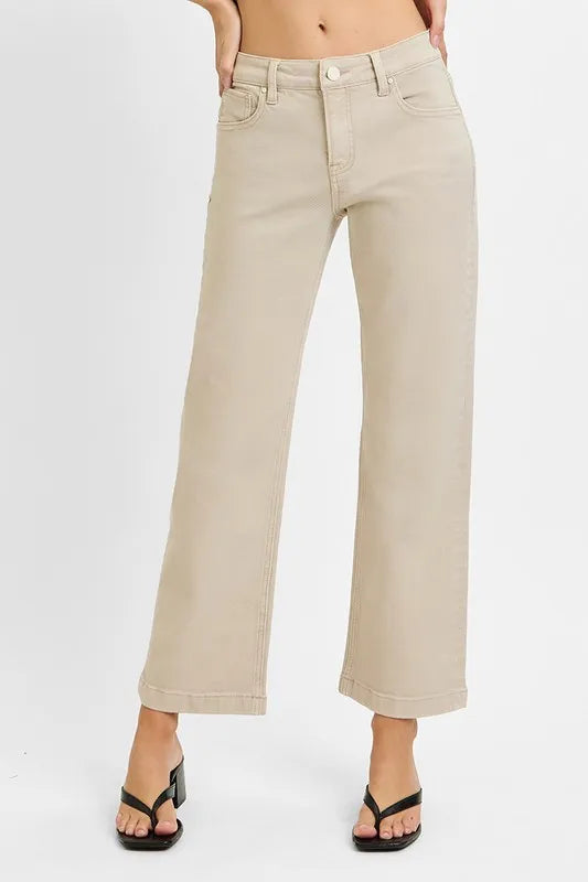 Full Length Mid Rise Ankle-Control Straight-Leg Pants