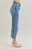 Full Size High Waist Destroy Crop Wide Leg Jeans Plus Size