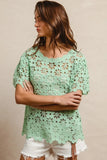 Boho Crochet Knit Short Sleeve Top