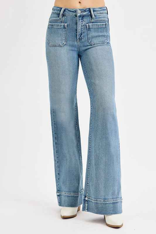 Vintage-Inspired High-Waist Flare Jeans - Plus Size