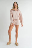 Half Zip Sweatshirt and Shorts Set