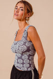 Floral Patterned Square Neck Tank Cami