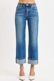 Full Size Mid Rise Cropped Straight Hemmed Jeans