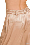 Wide-Leg Satin Pants