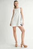 Linen Mix Side Ric Rac A-Line Mini Dress