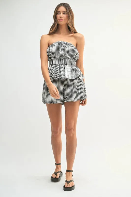 Gingham Tube Top and Shorts Set