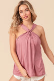 Rayon Span Jersey Knit Halter Neck Tank Top