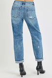 High Rise Ankle Boyfriend Distressed Jeans