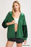 Glam Sequin-Sleeve Terry Hoodie