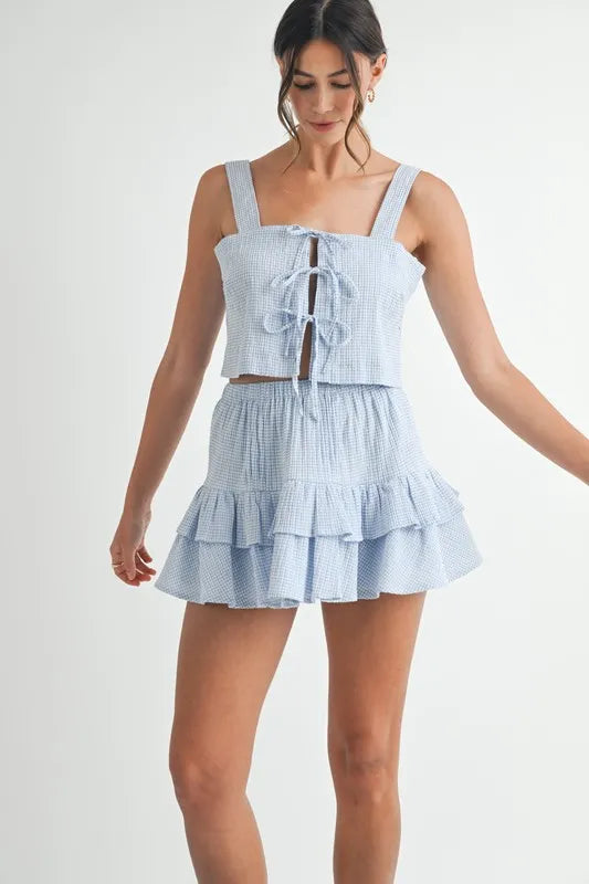 Gingham Plaid Crop Top and Mini Skirt Set