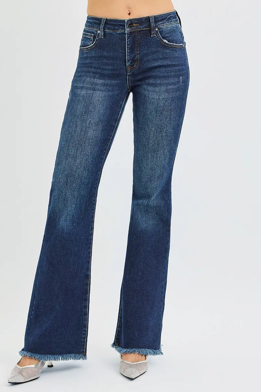 Full Length Figure-Flattering Mid Rise Flare Jeans