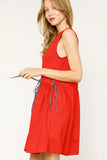 Adjustable Waist Sleeveless Dress with Side Ties