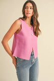 Metal Button Detail Crop Sweater Vest