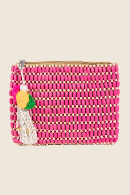 Wooden Beaded Rectangle Bag