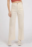 Twill Patch Pocket High Rise Wide Leg Pants