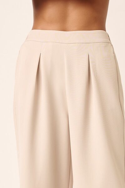 Inverted Pleat Detail Wide Leg Pants