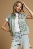Quilted Bandana-Pattern Puffer Vest