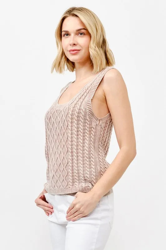 Washed Scoop Neck Sweater Tank