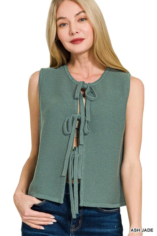 Tie Front Sweater Vest