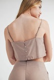Linen Mix Crop Cami and Wide Leg Pants Set