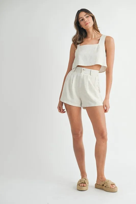 Sleeveless Crop Top and Shorts Set